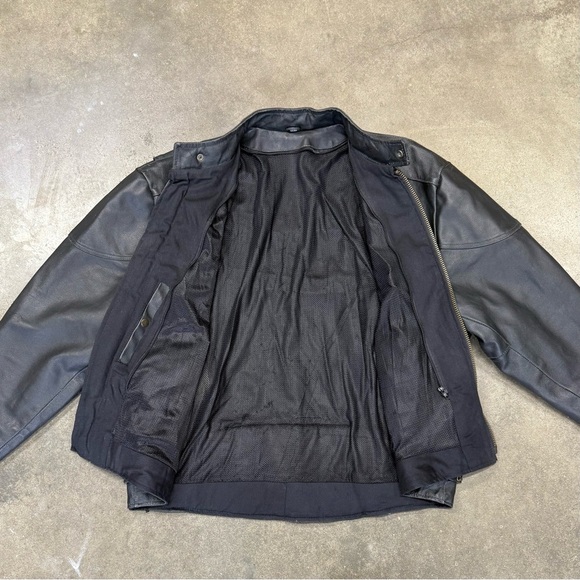 Vintage Genuine Leather Motorcycle Jacket Black Side Lace Biker - Picture 3 of 13